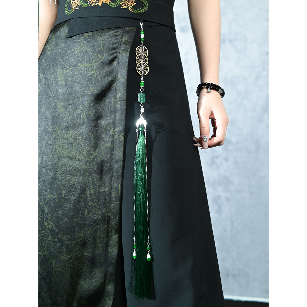 Nhà Lạ {Ngọn Núi Gió Đuổi Ngọc} Phong Cách Trung Hoa Mới Tua Rua Cấm Eo Mặt Dây Chuyền Núi Ma Chi Ti