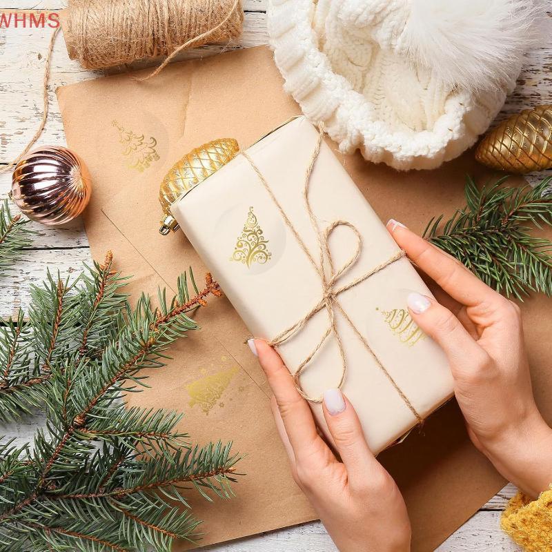 (WHMS) 500 Chiếc 1inch / 2.5cm Rõ Ràng Giáng Sinh Dán Quà Thẻ Thẻ Tự Dính Con Dấu Nhãn Thêu Sò Dán