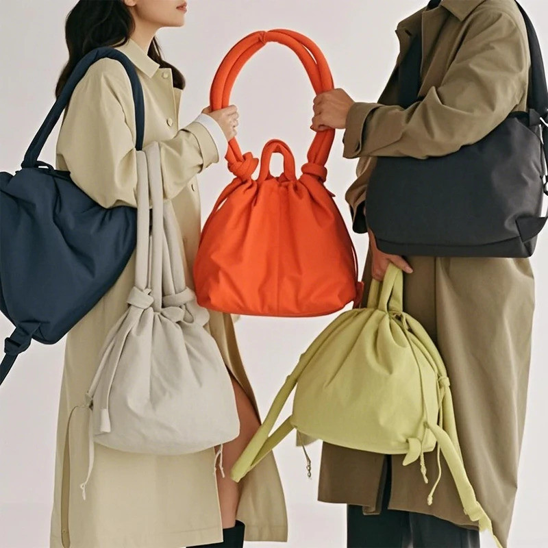 Ba Lô Puffy Cho Nữ Túi Xách Có Tay Cầm Trên Túi Đeo Vai Mềm Nhẹ Dây Rút Puffy Tote Mang Theo Túi