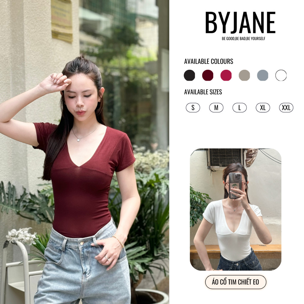 (MỞ BÁN) Áo Thun Cổ V Ôm Body -BYJANE-268