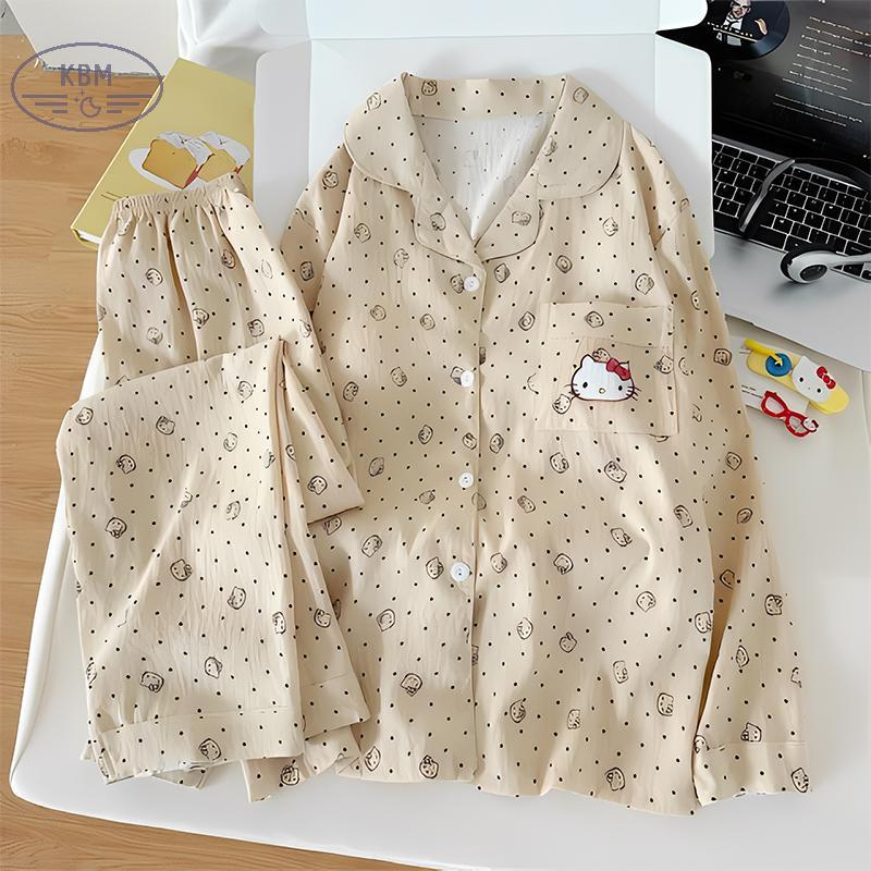 KBM Pajamas Họa Tiết Hoạt Hình Mèo, Phù Hợp Mặc Nhà Cho Nữ