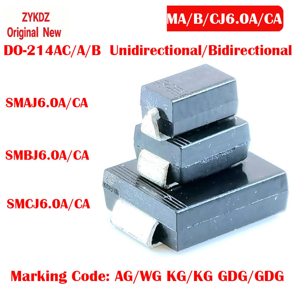 10 Chiếc SMD TVS Diode Một Chiều SMAJ6.0A AG SMBJ6.0A KG SMCJ6.0A GDG Hai Chiều SMAJ6.0CA WG SMBJ6.0