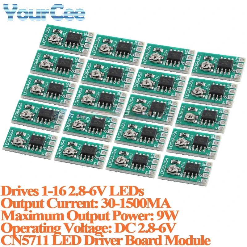 20 cái / 1 cái CN5711 LED mô-đun điều khiển DC 2.8-6V 30-1500MA dòng điện không đổi có thể điều chỉn