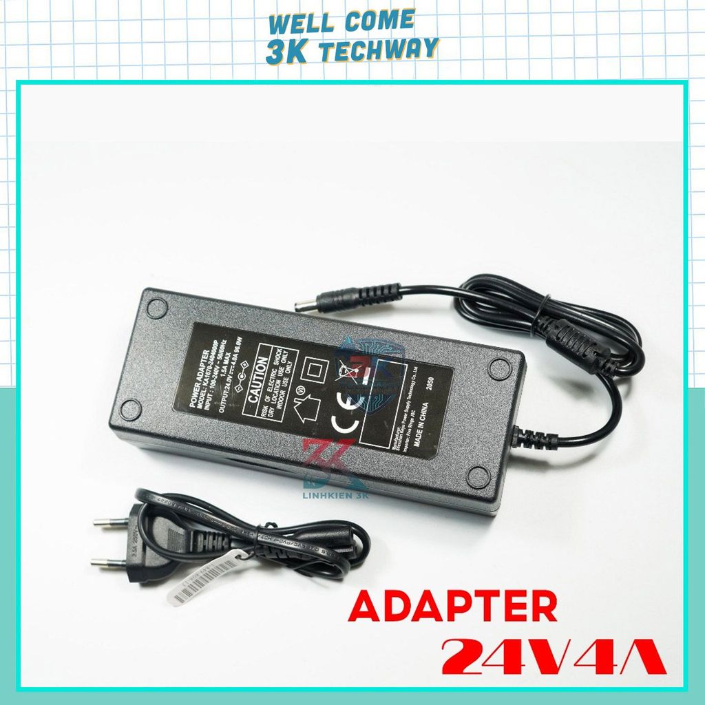 Nguồn adapter 24V4A dùng cho thiết bị đèn LED, Trạm hàn c11, nk936, máy in mã vạch, máy bơm