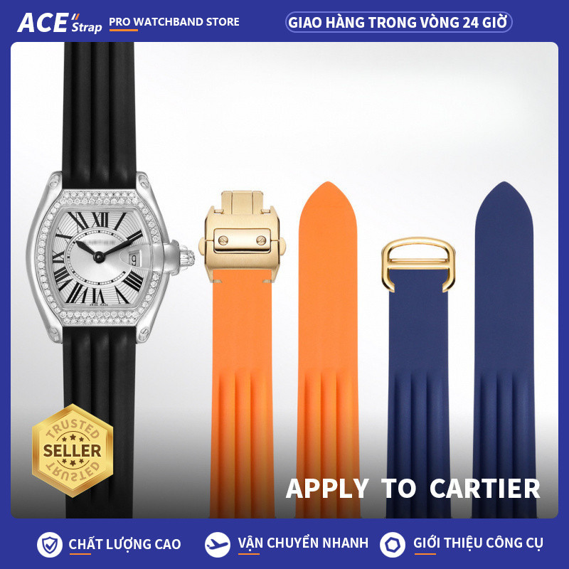 Áp dụng cho Cartier, Dây đeo đồng hồ FKM Fluororubber tháo nhanh 19mm cho Roadster W6206018