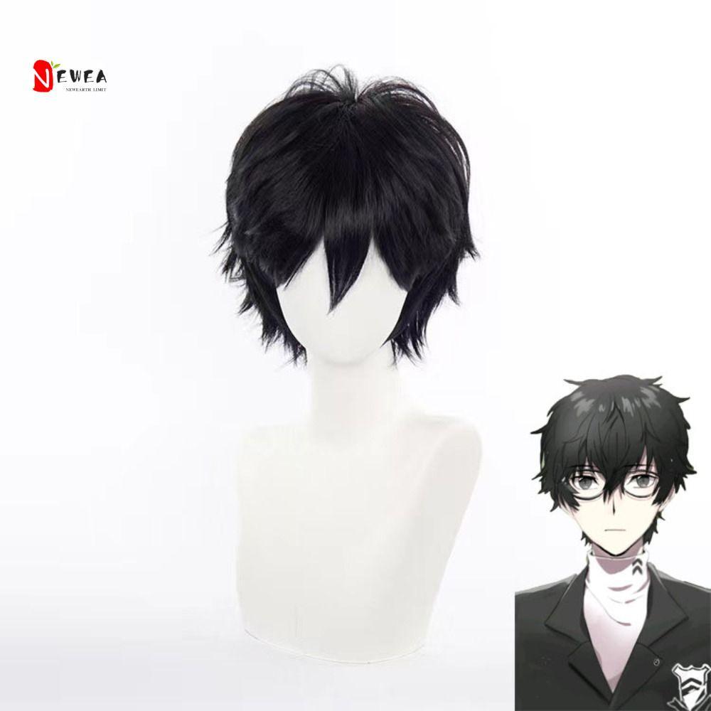NEWEARTH LIMIT Mặt nạ nửa mặt Halloween, Tóc giả tóc tổng hợp Persona 5 Cosplay Tóc giả, Tóc ngắn ch