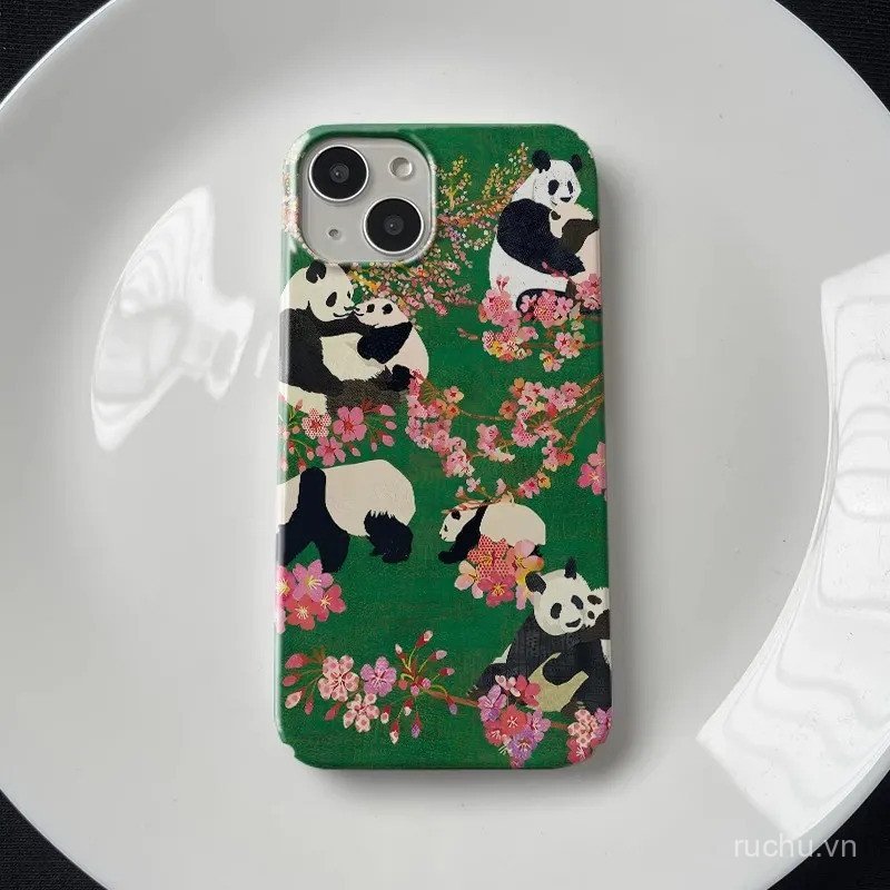 Panda Garden Vui Vẻ Hoạt Hình Dễ Thương Sáng Tạo Thời Trang Mờ Ốp Lưng Thích Hợp Cho iPhone 17promax