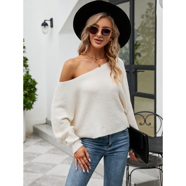 off-shoulder sweater korean women's sweater Áo Len Nữ Thu Đông Mới, Thiết Kế Off-Shoulder Gợi Cảm