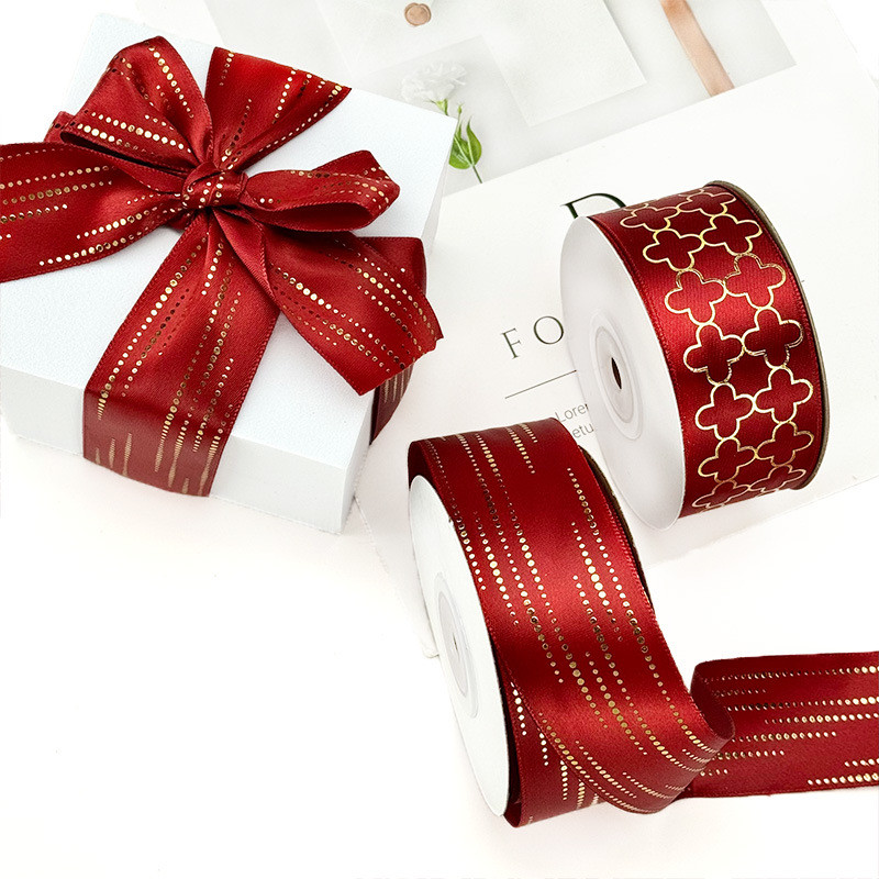 Rượu Vang Rộng Đỏ Mạ Vàng Ruy Băng Ruy Băng Hộp Quà Tặng Bao Bì Ruy Băng Nơ Ruy Băng Bao Bì Trái Cây