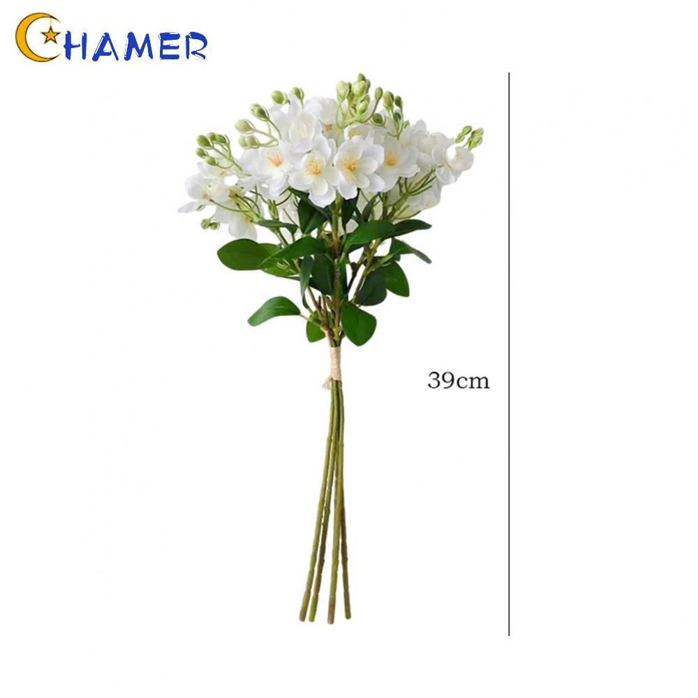 【CHAMER】For Wedding Decor Artificial Jasmine Silk Flowers with Detailed Stems and Leaves【HomeLiving】
