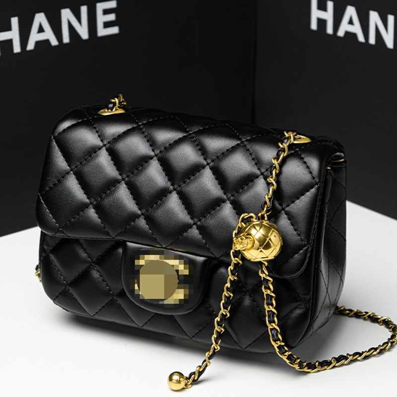 Phong Cách Mới Đeo Ngang Một Vai Kim Cương Checkered PU Nữ Túi Dây Xích Retro Checkered Nhỏ Vuông Tú