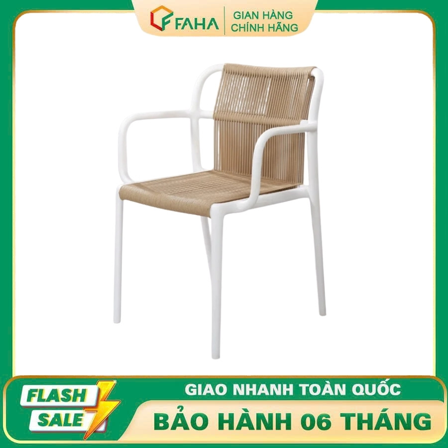(Mua lẻ - Giá sỉ ) Ghế Cafe Khung Nhựa Có Tay Đan Dây - Thoáng Mát, Thanh Lịch Cho Cafe, Sân Vườn & 