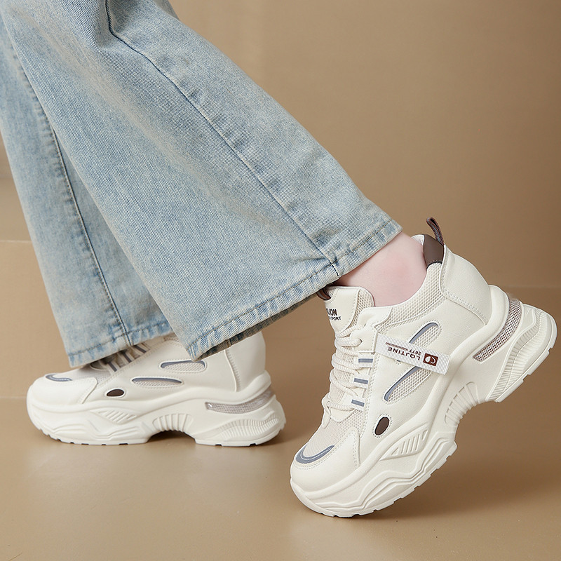 Yongge Women's Shoes AT903 Inner Height Increase Mesh Shoes Thick Sole Shoes Casual Sports Shoes