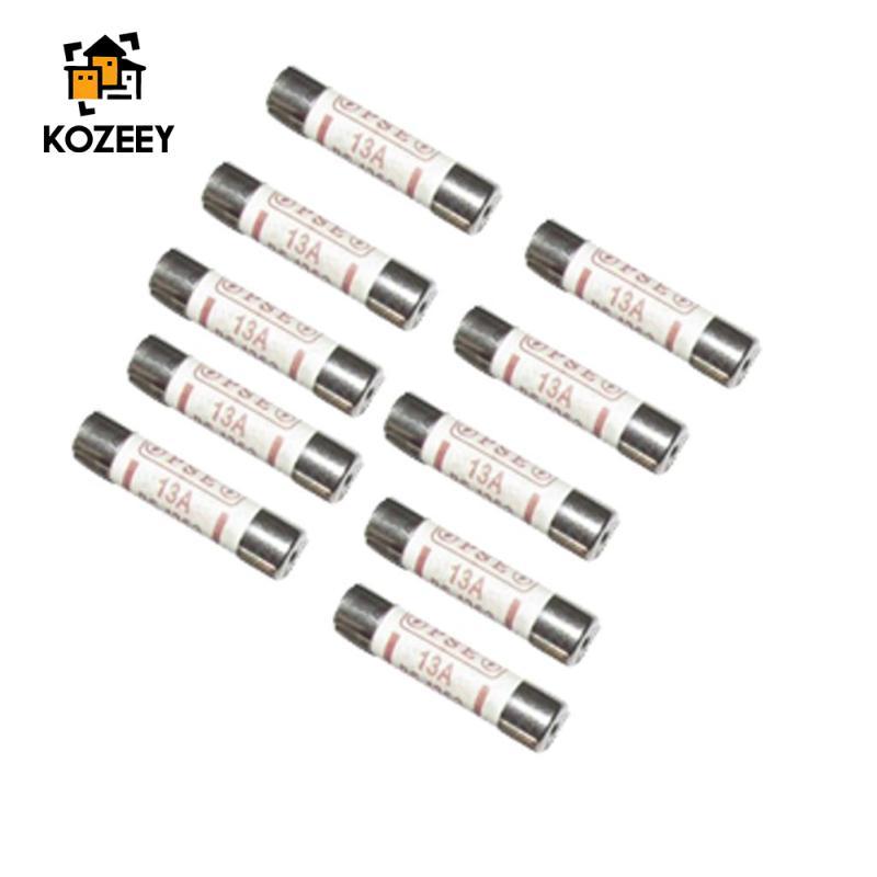 10x Cầu Chì Gốm Cầu Chì Ống BS1362 13A Điện Gia Đình Văn Phòng Chính Cắm