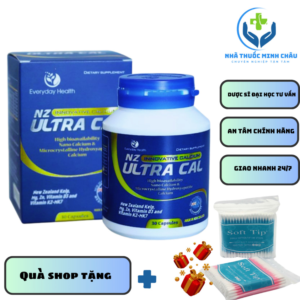 [CHÍNH HÃNG]  Viên uống Nz-Ultra Cal, giúp hỗ trợ bổ sung canxi dưới dạng hữu cơ và nano canxi