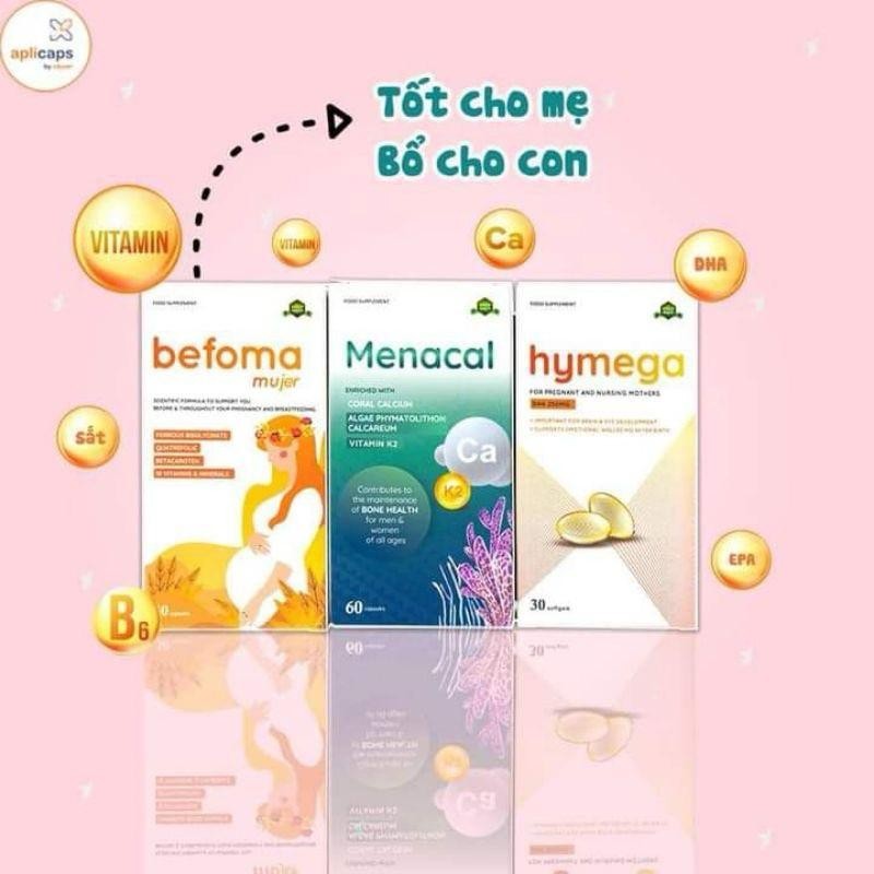 Thực phẩm bổ sung Sắt Ferrolip - Canxi Menacal- DHA  Hymega Aplicaps by clovers
