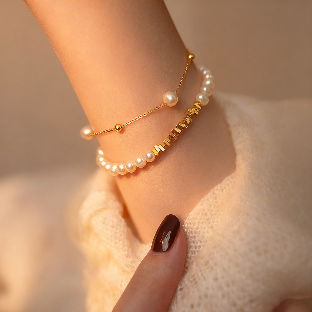 Bạc vỡ Nhiều vòng tay ngọc trai ngọt Liang