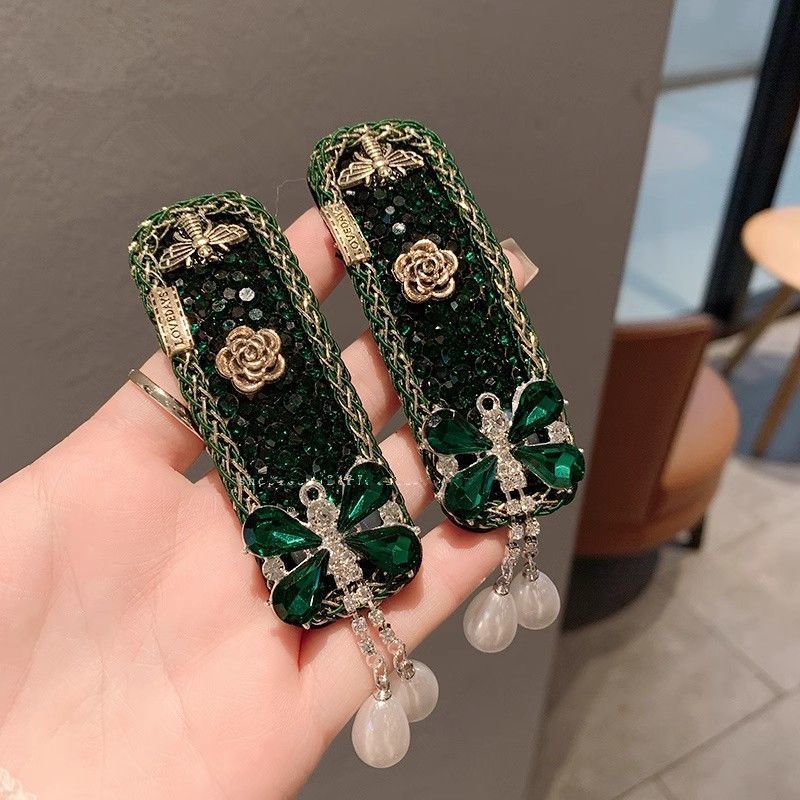 Hồng Flash Kim Cương Kết Cấu Cao Cấp Full Kim Cương Kẹp Tóc Breaking Clip Ánh Sáng Thời Trang Sang T