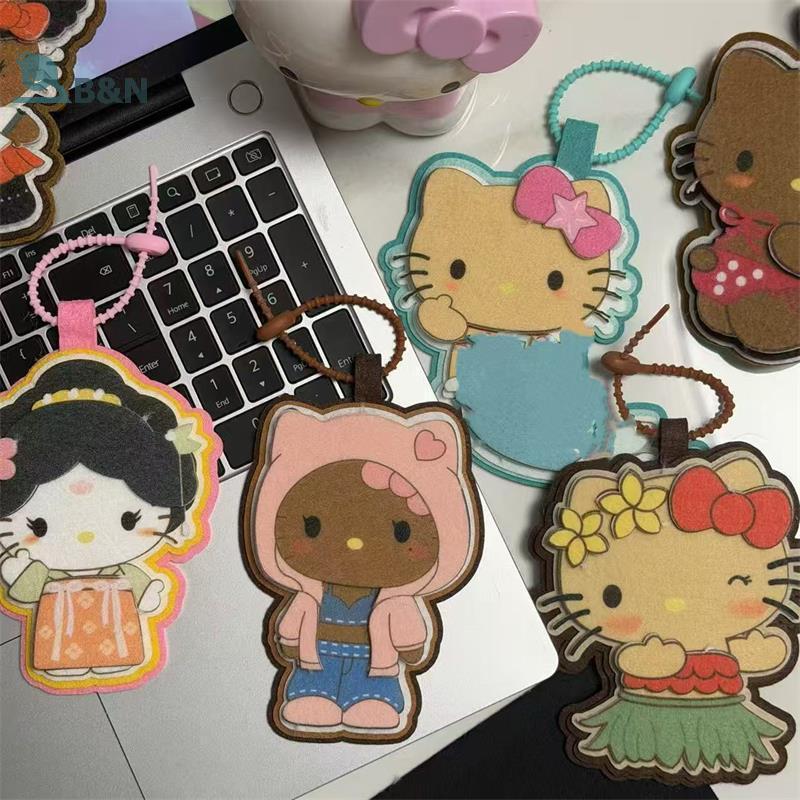 XeR Lướt Bikini Hello Kitty Thẻ Hành Lý Chống Mất Thẻ Trang Trí Dễ Thương Hawaii Hello Kitty Thẻ Nhậ