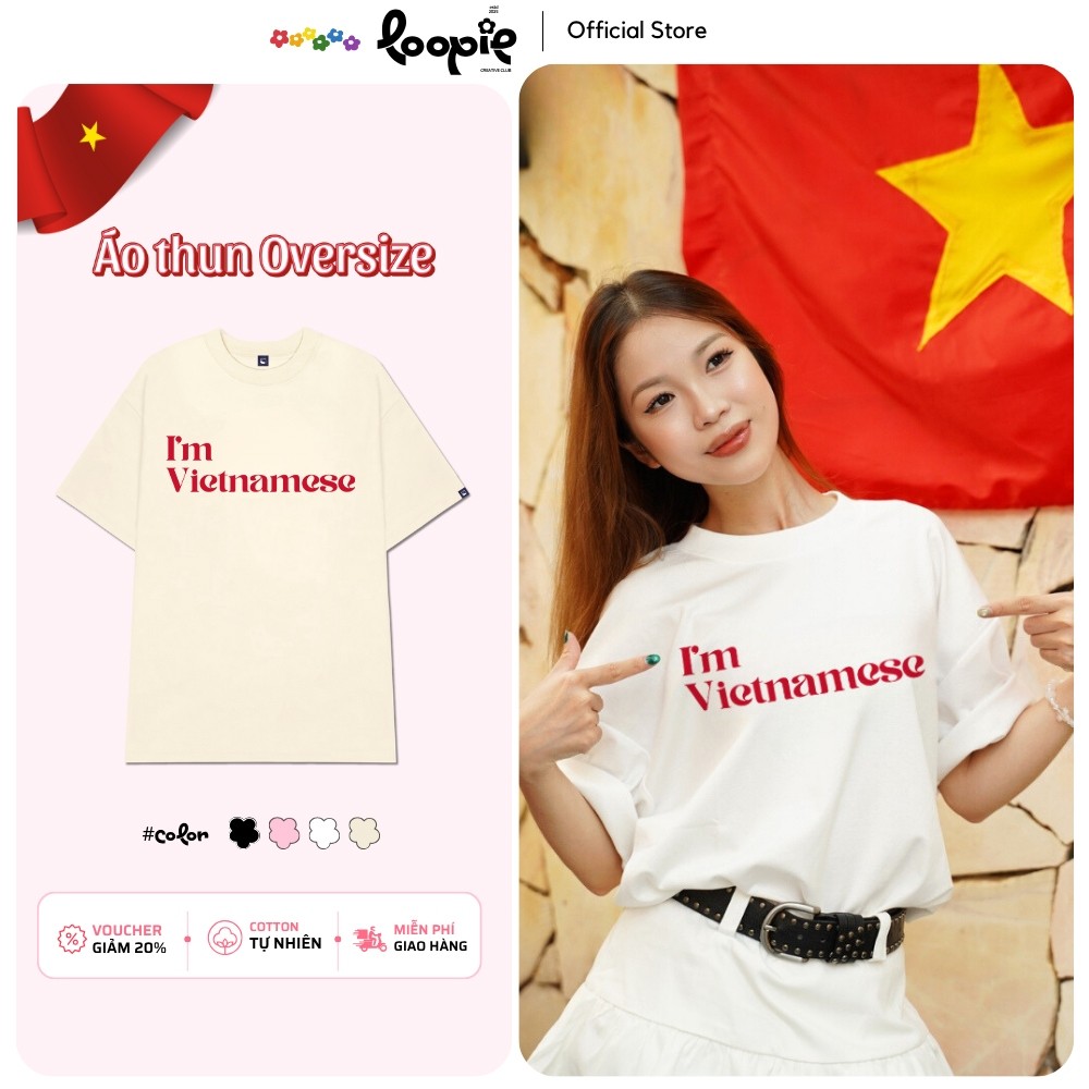 Áo Thun Vietnamese Unisex Dễ Thương Loopie – LP45 Form Oversize Dành Cho Nam N