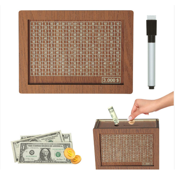 2026 Hộp tiết kiệm bằng gỗ Kho tiền mới, Hộp thử thách tiết kiệm 10000, Hộp đựng tiền tiết kiệm tiền