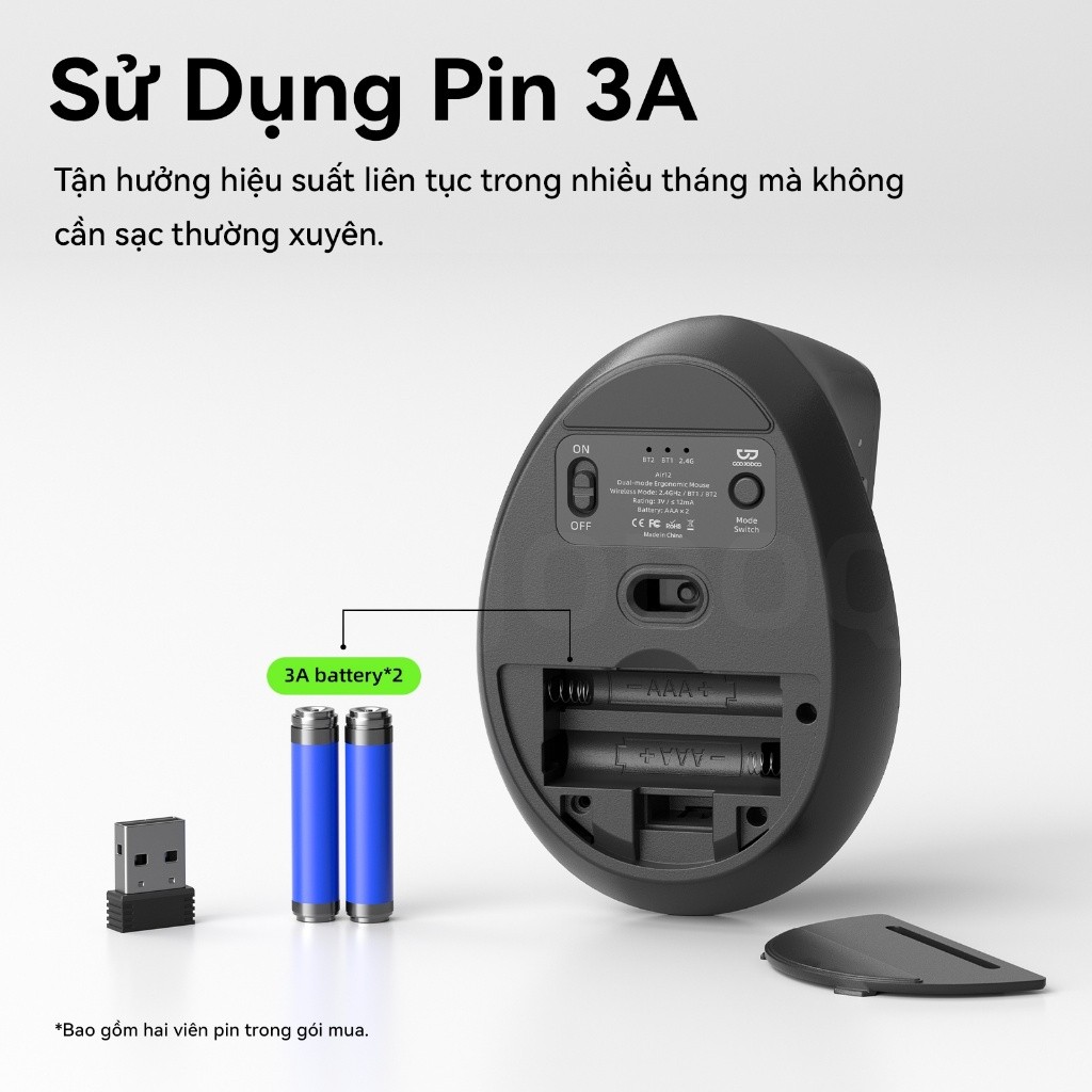Chuột không dây Bluetooth Goojodoq, chế độ kép 2.4G, DPI 5 cấp, khả năng tương thích rộng rãi | BigBuy360 - bigbuy360.vn
