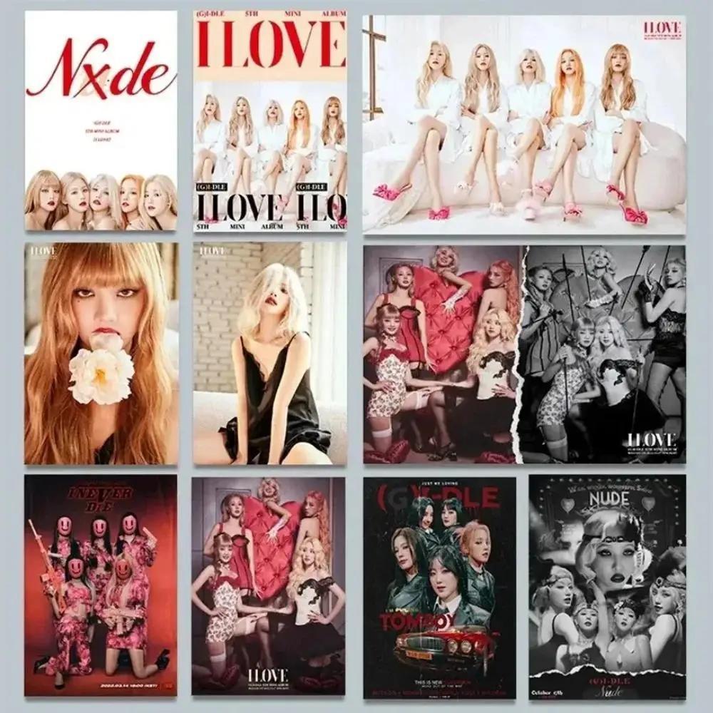 Tranh canvas Kpop GIDLE NXDE trang trí tường nghệ thuật quà tặng người hâm mộ poster chân dung ca sĩ