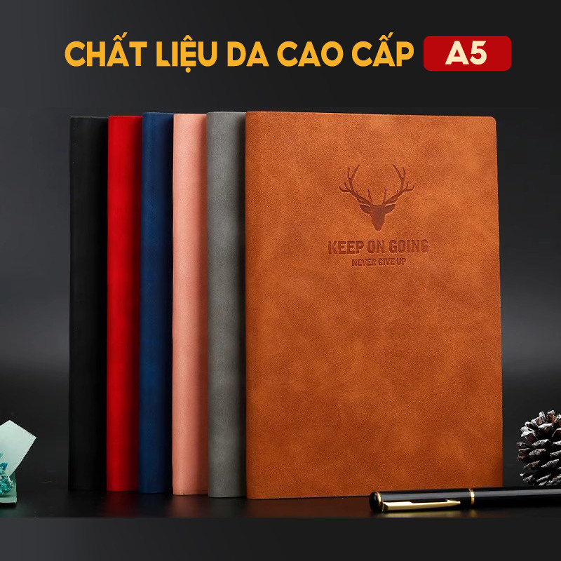 Sổ Tay Ghi Chép A5 200 Trang – Vở Kẻ Ngang Bìa Da PU Bảo Vệ, Dùng Trong Học Tập & Làm Quà Sinh Nhật
