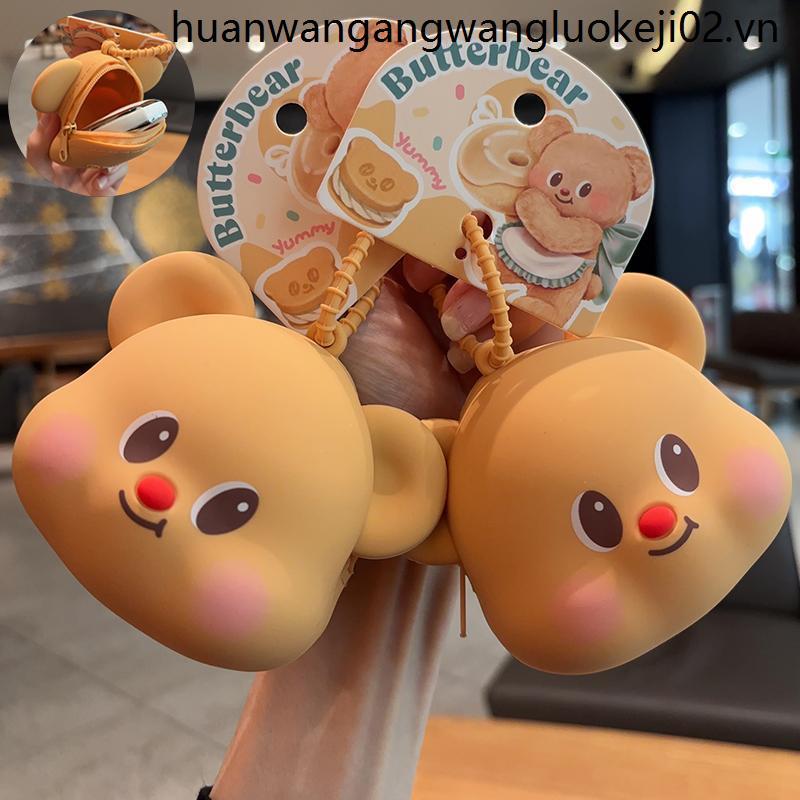Butterbear Ví Đựng Tiền Xu Móc Khóa Butterbear Túi Tai Nghe Hoạt Hình Dễ Thương Silicon Túi Bảo Quản