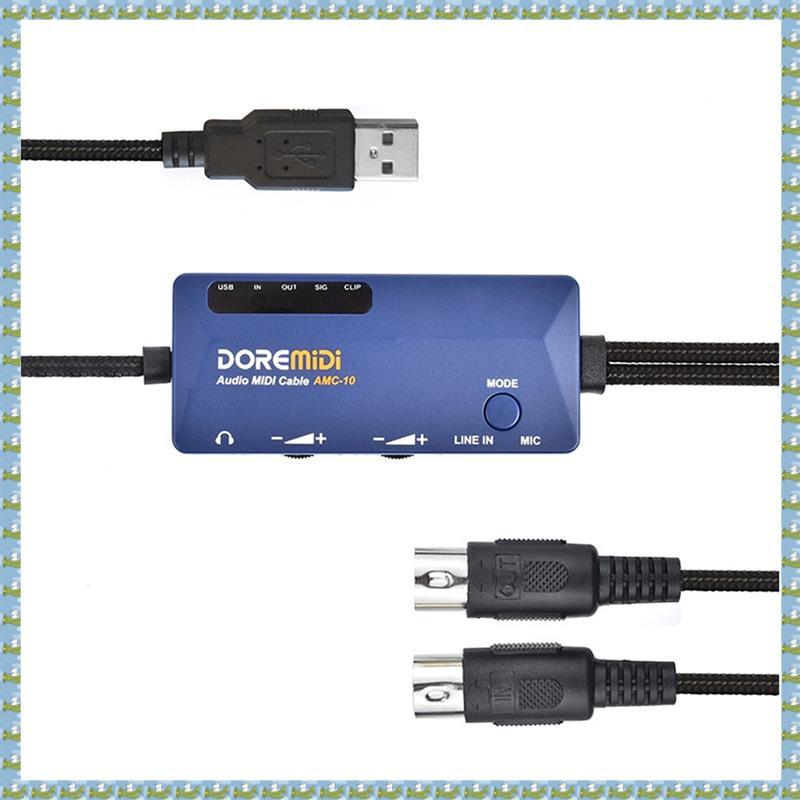 -10 Bộ chuyển đổi cáp MIDI âm thanh USB Chức năng kép Card âm thanh và giao diện MIDI Cắm và chạy Cá