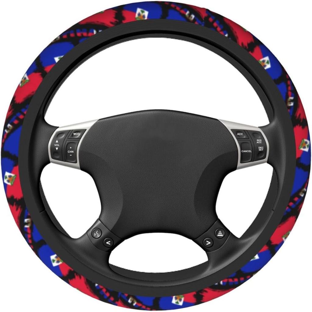 Vintage Haiti Cờ Haiti Vô Lăng Bao Da Bảo Vệ Đàn Hồi Neoprene Xe Bọc Phụ Kiện Xe Ô Tô Xe Tải Trang T