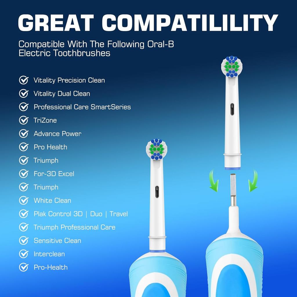 Đầu bàn chải đánh răng thay thế Tương thích với Oral B Braun, 8 gói Đầu bàn chải thay thế mềm Tương 