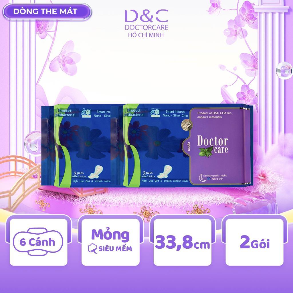 Combo 2 băng vệ sinh thảo dược D&C Doctor Care ban đêm siêu thấm hút