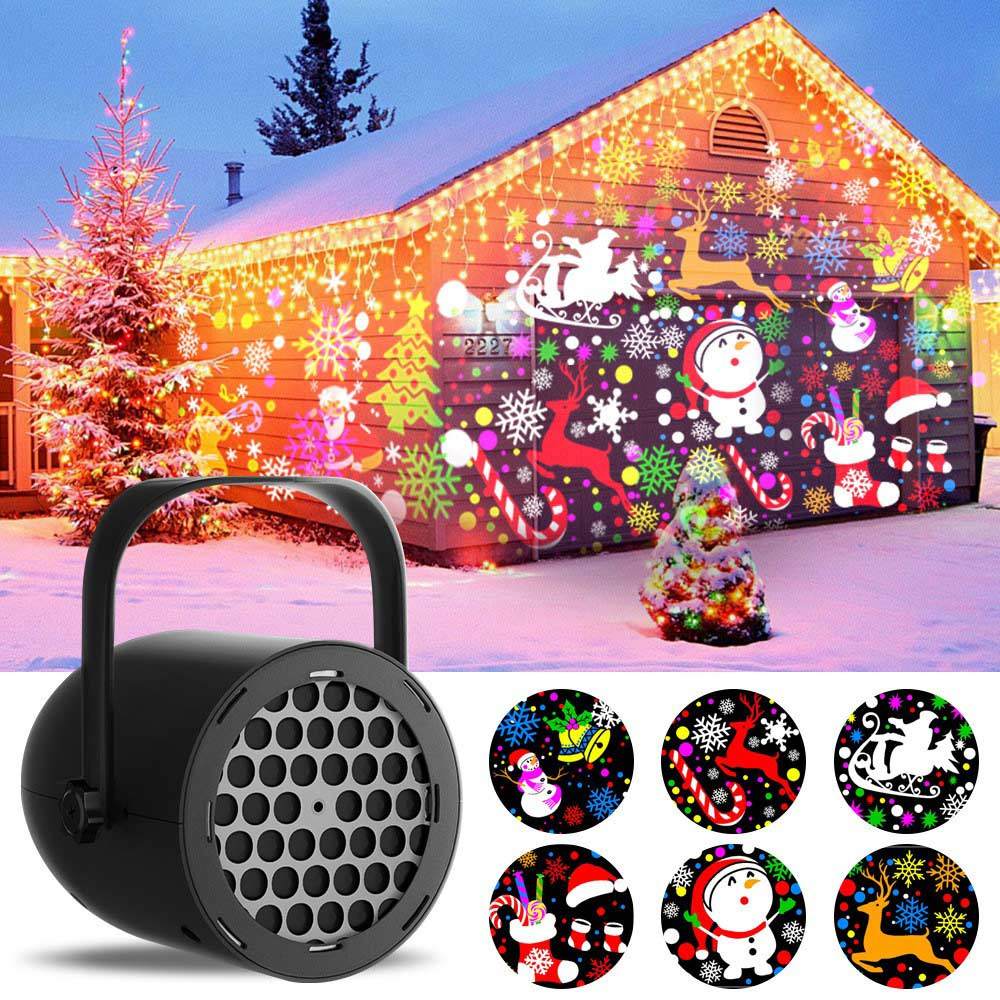Christmas Projector Lights, Rotating Snowflake Christmas Laser Projector, Xmas Decor Waterproof Sant