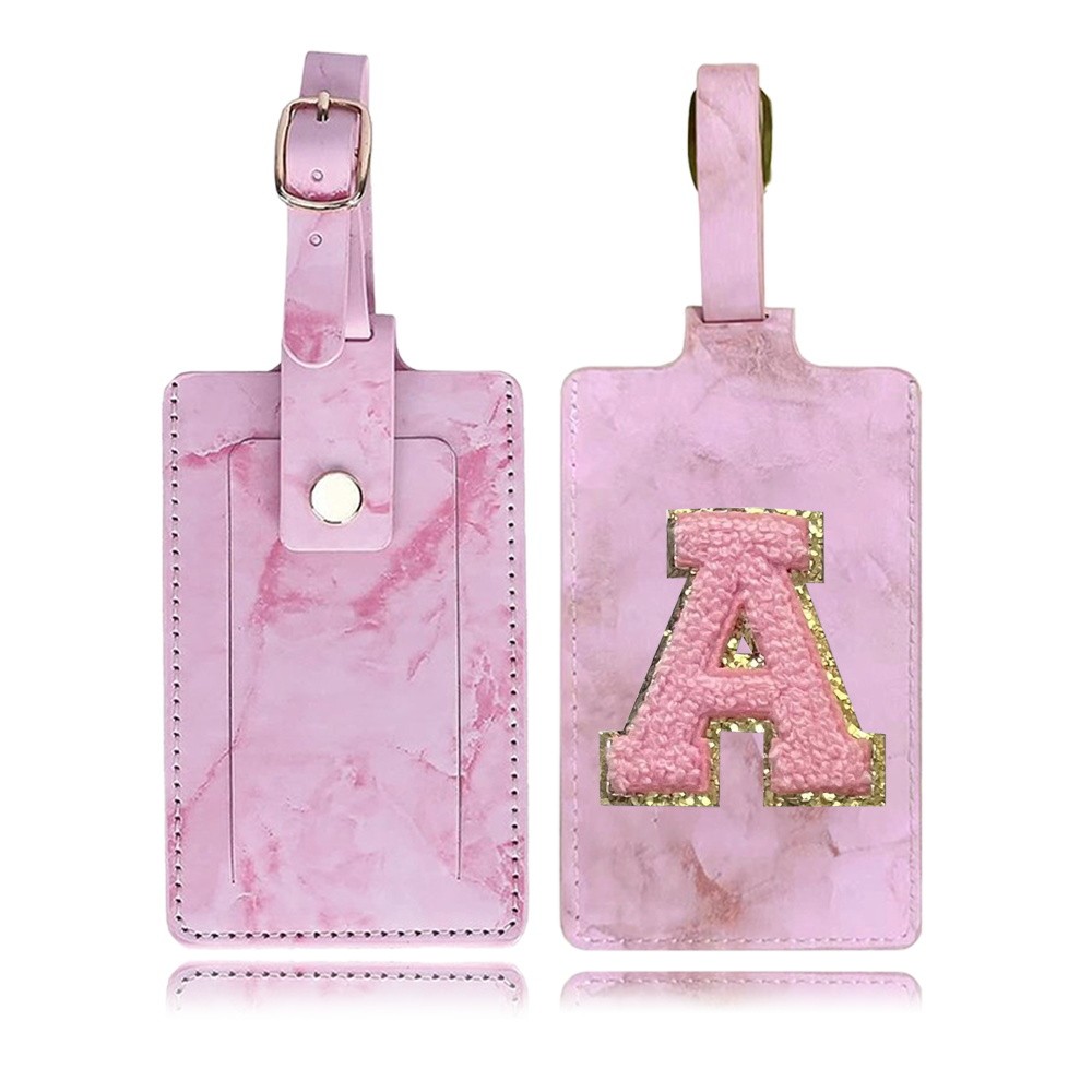 Nhãn koper Màu hồng Thông tin thẻ hành lý đã kiểm tra hộp nhận dạng hộp hành lý Logo chữ thêu PInk