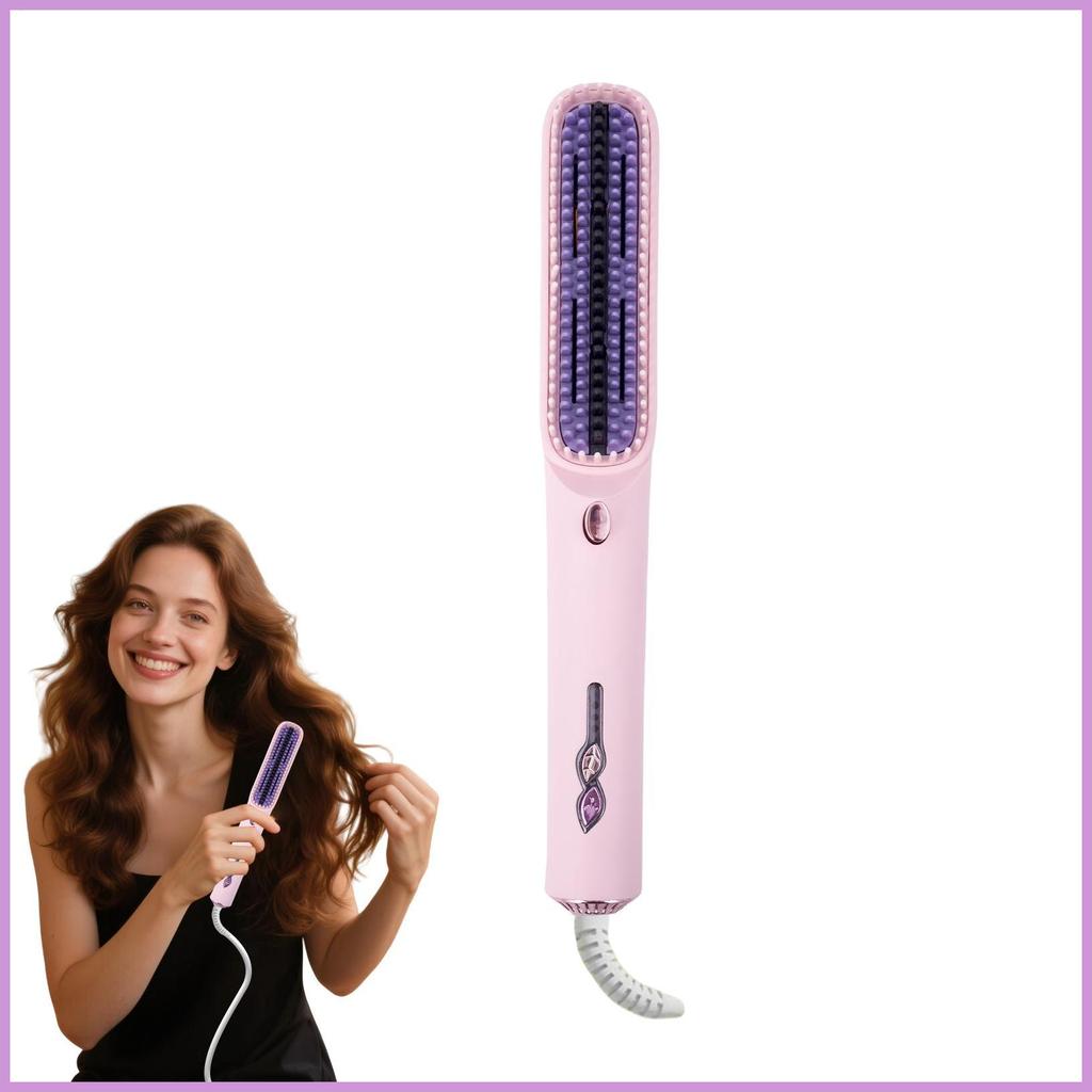 Bàn chải máy duỗi tóc Ionic xoăn Lược tạo kiểu tóc Bàn chải sưởi ấm với 3 điều khiển nhiệt độ để đi 