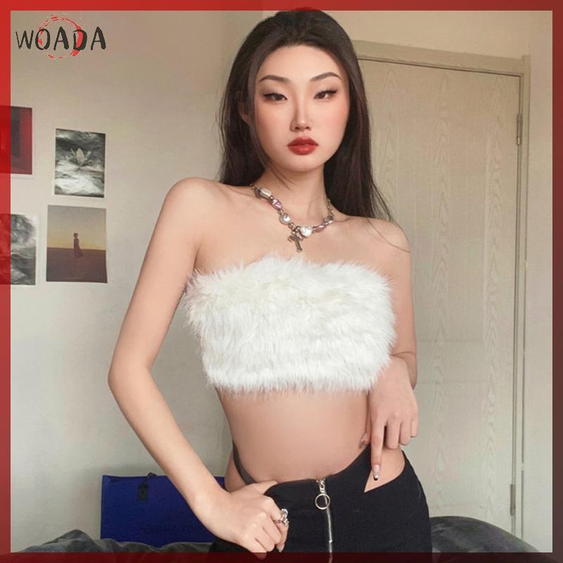 Áo Vest Chắp Vá Fur Crop Top Gợi Cảm Dành Cho Nữ