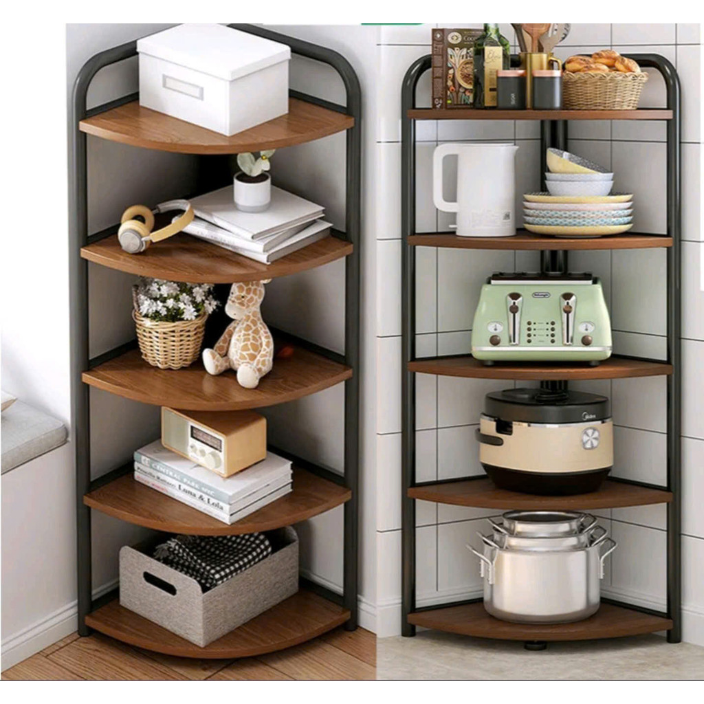 Kệ gỗ góc tường 3-4-5 tầng khung sắt lắp ghép, giá gỗ kê góc tường khung sắt sơn tĩnh điện chắc chắn