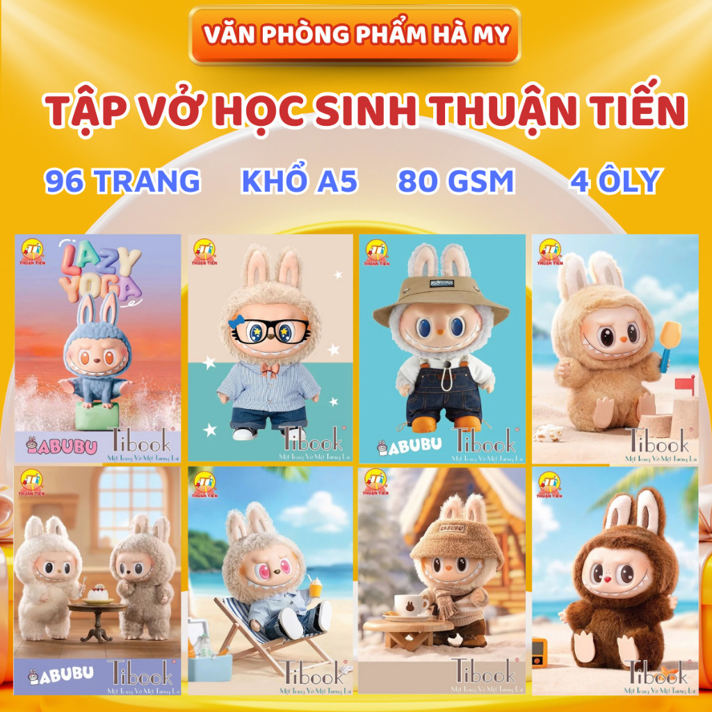 Lốc 10 Quyển Tập Vở Học Sinh LABUBU, ABC Tibook Thuận Tiến 96 Trang Giấy 80Gsm Vở 4 ÔLy