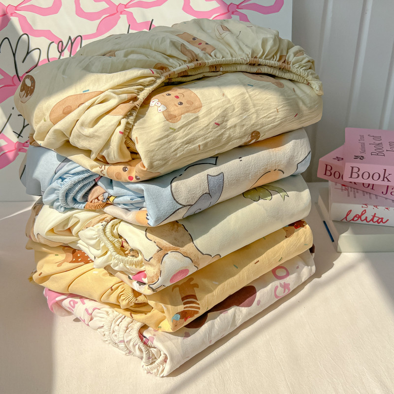 B Super Soft Washed Cotton Bed Sheet Single Piece ins Phong Cách Hoạt Hình Bed Cover Non-Cotton Bed 