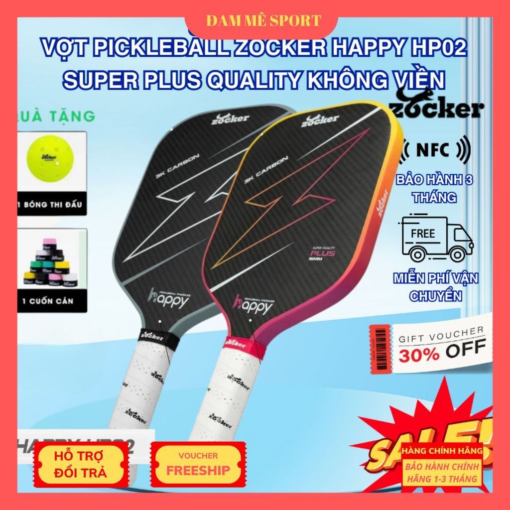 ( Chính Hãng ) Vợt Pickleball Zocker HP02 Plus Gen 2 – Thiết Kế Không Viền, Kiểm Soát Đỉnh Cao