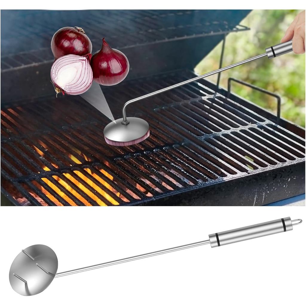 Onion Holder Grill Brush, BBQ Grill Brush Bristle Free for Outdoor Grill, Grill Cleaning Brush Tools