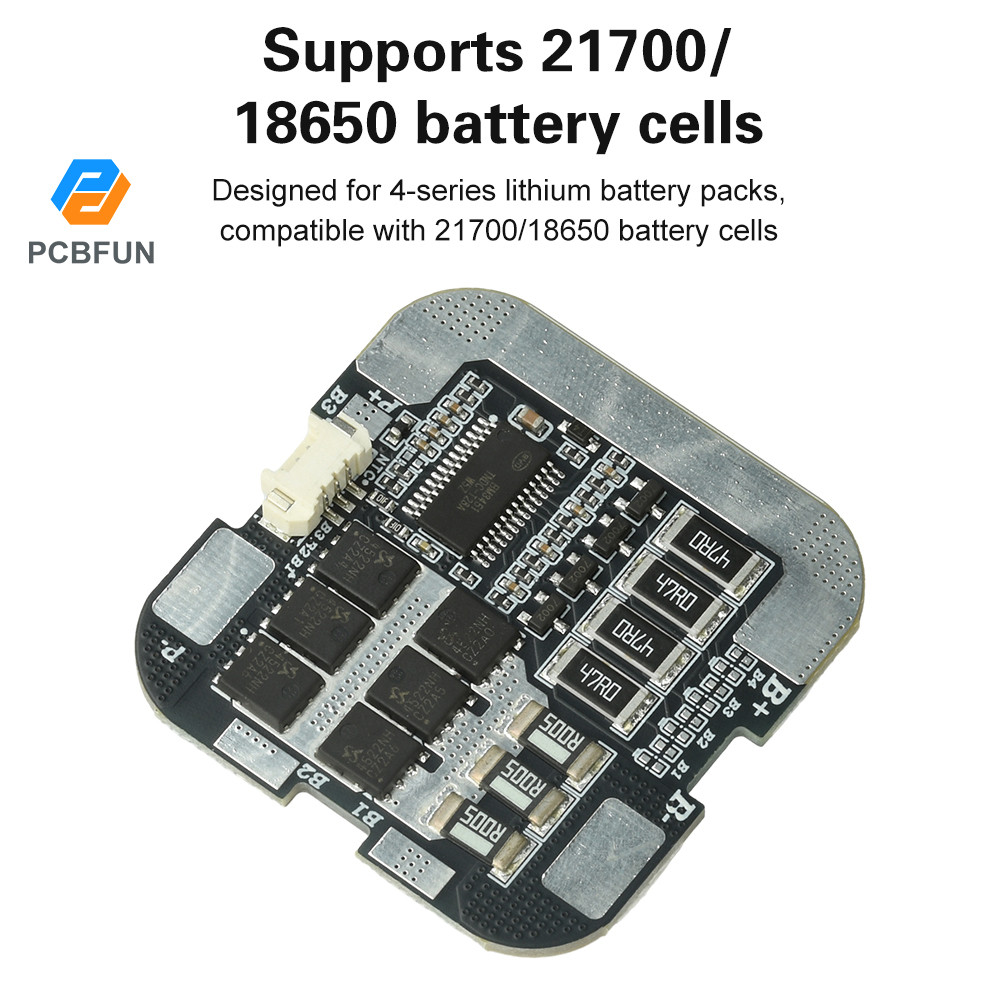 Bảng bảo vệ pin Lithium Pcbfun 4S 60A 21700 18650 có cân bằng 3.7V