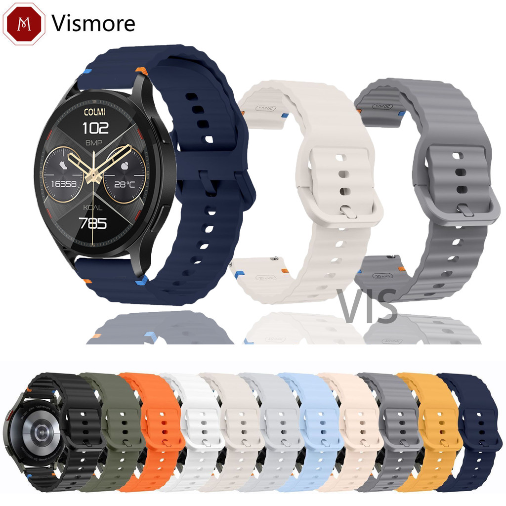 Dây đeo silicon mềm 20mm 22mm cho dây đeo đồng hồ chống nước thoáng khí COLMI P60 / P68 / P78 / P82 
