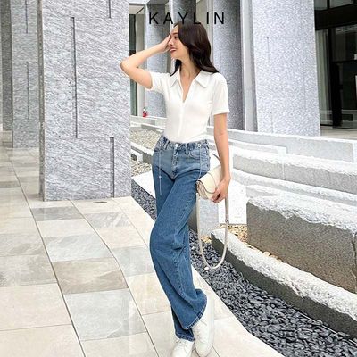Quần JEAN KAYLIN dáng suông form Basic phối belt chất vải Denim dầy dặn phong cách - N1957