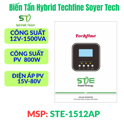 Biến Tần Xuyến Năng Lượng Mặt Trời STE Techfine 1500VA/1200W-12V - Model STE1512AP - Phân Phối Bởi S