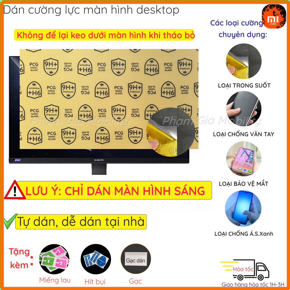 Dán cường lực màn hình PC cho các dòng Xiaomi Viewsonic Dell Asus MSI Samsung LG 21.5 24 27 28 32 in