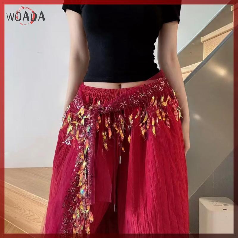 WOADA Dây Thắt Lưng Dancer Cho Bé Gái, Đính Kim Sa Lấp Lánh, Phù Hợp Với Quần Áo Dancer