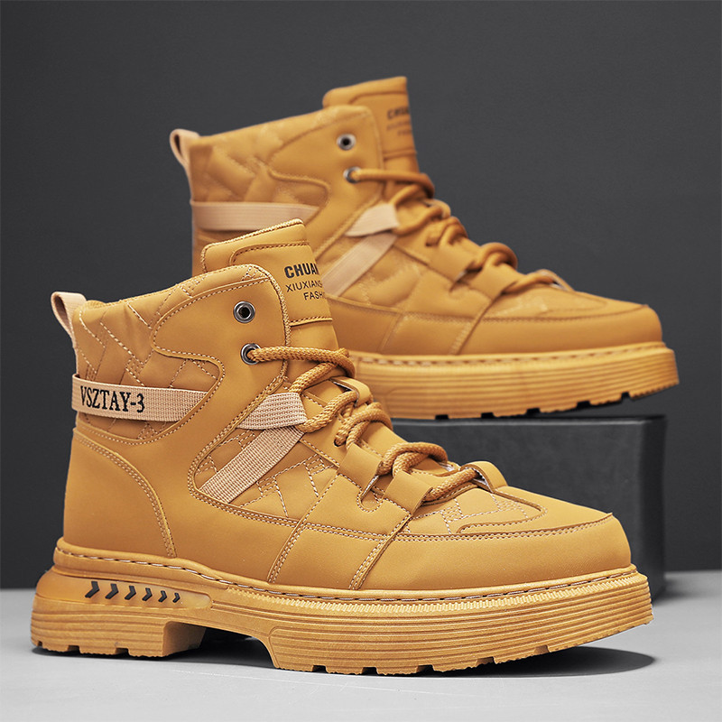 Men's Fashion Korean Style Flat Autumn High-top Martin Boots Leather Martin Boots