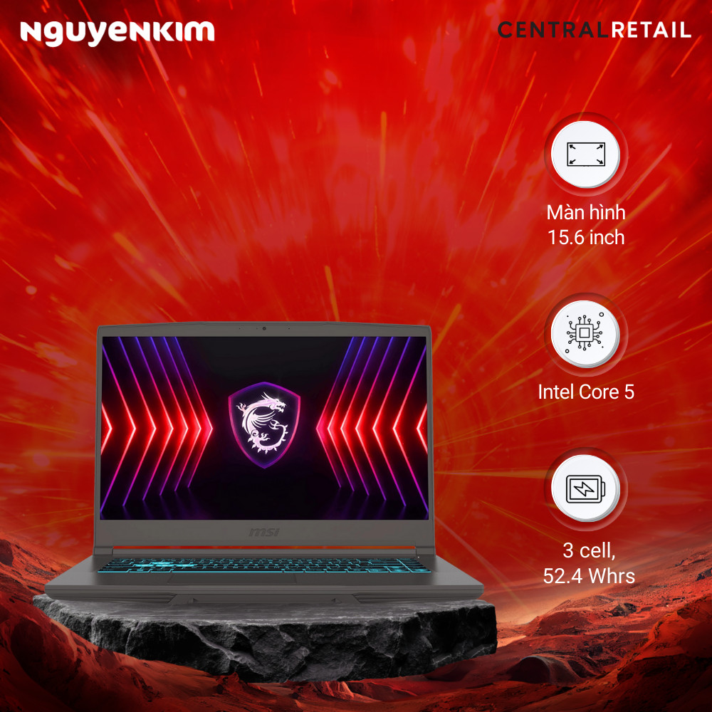 Laptop MSI Gaming Thin 15 i5-13420H/16GB/512GB/Win11 (B13UCX-2080VN)